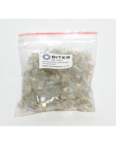 US010A (100шт). Телефонный разъем 4P4C (RJ-11). 5bites в Смоленске