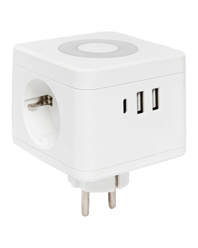 Тройник Куб 2 гнезда 2USB 2,4А+Type C + Ночник. Тройник Куб. EKF в Смоленске