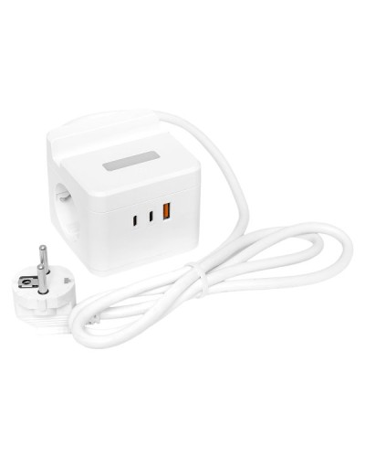 Удлинитель Куб 2 гнезда USB + 2Type C с быстрой зарядкой, подставкой под телефон и ночником 1,3 метра 1мм2. Удлинитель Куб. EKF в Смоленске