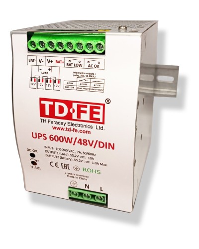 UPS 600W/48V/DIN. Источник вторичного электропитания резервированный. FARADAY в Смоленске