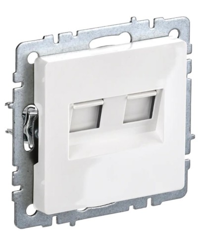 Розетка RJ11+RJ45 РК/Т12-БрБ белая BRITE (BR-KT20-O-1-K01). Розетка двойная. IEK в Смоленске