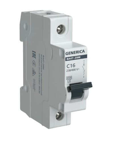GENERICA ВА47-29М 1P C 16А 4,5кА (MVA21-1-016-C-G). Автоматический выключатель. IEK в Смоленске