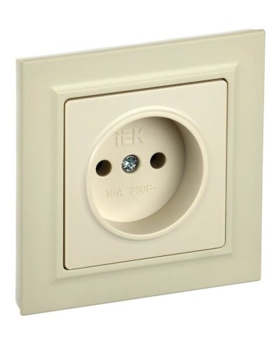 Розетка без з/к РС10-1-0-БрКр бежевый BRITE (BR-R10-10-K10). Розетка без заземления без защитных шторок. IEK в Смоленске
