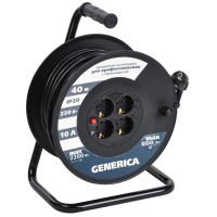 УК40 4 места 2P+PE, 40м GENERICA (WKP10-10-04-40-G). Удлинитель на катушке с термозащитой, 3х1,0кв.мм. IEK