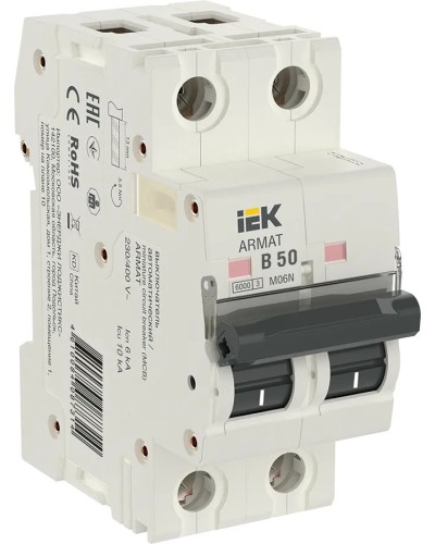 M06N 2P B 50А 6кА ARMAT (AR-M06N-2-B050). Автоматический выключатель. IEK в Смоленске