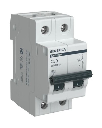 GENERICA ВА47-29М 2P C 50А 4,5кА (MVA21-2-050-C-G). Автоматический выключатель. IEK в Смоленске