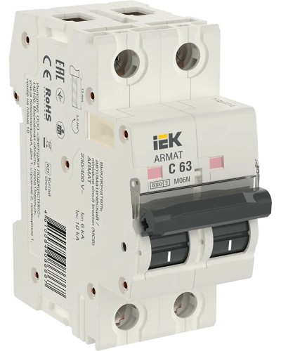 M06N 2P C 63А 6кА ARMAT (AR-M06N-2-C063). Автоматический выключатель. IEK в Смоленске