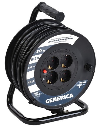 УК20 4 места 2P+PE, 20м GENERICA (WKP20-16-04-20-G). Удлинитель на катушке с термозащитой, 3х1,5кв.мм. IEK в Смоленске