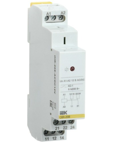 Реле промежуточное модульное OIR 2 контакта 8А 12В AC/DC (OIR-208-ACDC12V). Реле промежуточное модульное. IEK в Смоленске