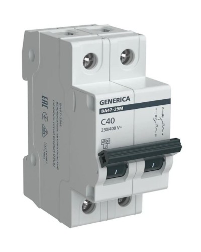 GENERICA ВА47-29М 2P C 40А 4,5кА (MVA21-2-040-C-G). Автоматический выключатель. IEK в Смоленске
