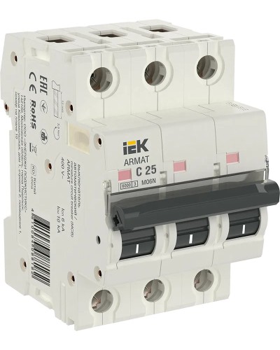 M06N 3P C 25А 6кА ARMAT (AR-M06N-3-C025). Автоматический выключатель. IEK в Смоленске