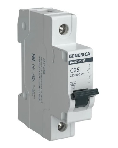 GENERICA ВА47-29М 1P C 25А 4,5кА (MVA21-1-025-C-G). Автоматический выключатель. IEK в Смоленске