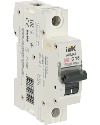 M06N 1P C 16А 6кА ARMAT (AR-M06N-1-C016). Автоматический выключатель. IEK в Смоленске