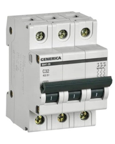 GENERICA ВА47-29 3P C 32А 4,5кА (MVA25-3-032-C). Автоматический выключатель. IEK в Смоленске