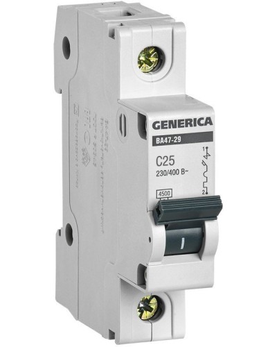 GENERICA ВА47-29 1P C 25А 4,5кА (MVA25-1-025-C). Автоматический выключатель. IEK в Смоленске