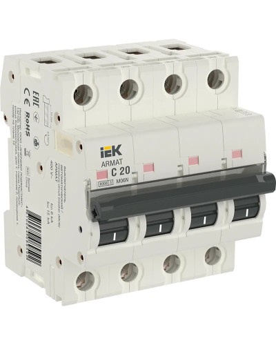 M06N 4P C 20А 6кА ARMAT (AR-M06N-4-C020). Автоматический выключатель. IEK в Смоленске