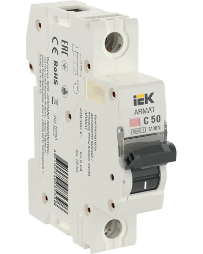 M06N 1P C 50А 6кА ARMAT (AR-M06N-1-C050). Автоматический выключатель. IEK в Смоленске