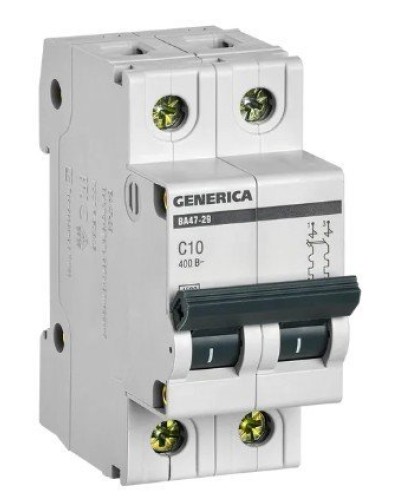 GENERICA ВА47-29 2P C 10А 4,5кА (MVA25-2-010-C). Автоматический выключатель. IEK в Смоленске