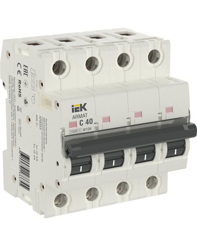 M10N 4P C 40А 10кА ARMAT (AR-M10N-4-C040). Автоматический выключатель. IEK в Смоленске