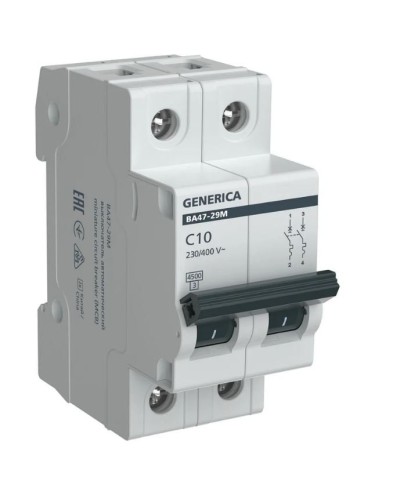 GENERICA ВА47-29М 2P C 10А 4,5кА (MVA21-2-010-C-G). Автоматический выключатель. IEK в Смоленске