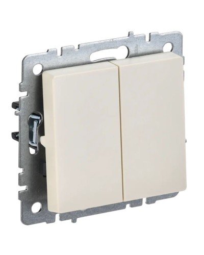 Выключатель 2-клавишный проходной ВС10-2-6-БрКр бежевый BRITE (BR-V22-0-10-K10). Выключатель. IEK в Смоленске