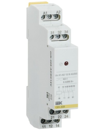 Реле промежуточное модульное OIR 3 контакта 8А 230В AC (OIR-308-AC230V). Реле промежуточное модульное. IEK в Смоленске