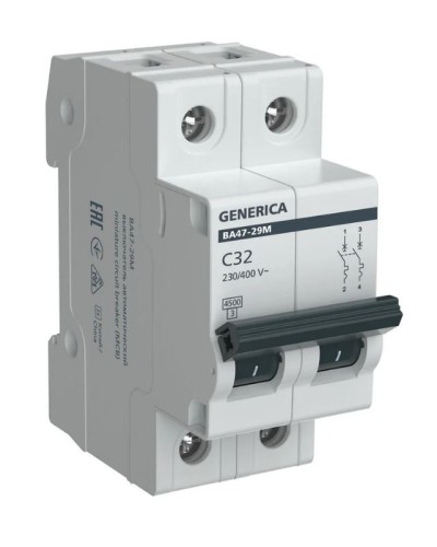 GENERICA ВА47-29М 2P C 32А 4,5кА (MVA21-2-032-C-G). Автоматический выключатель. IEK в Смоленске