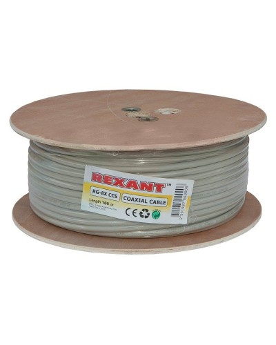 RG-8X, 50 Ом, CCS/Al/A, 75% (01-2021). Кабель коаксиальный радиочастотный. Rexant в Смоленске