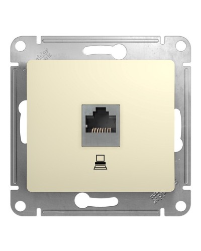 Glossa розетка RJ45 1-местная, кат. 5Е, скрытой установки, механизм, бежевый (GSL000281K). Розетка компьютерная. Systeme Electric в Смоленске