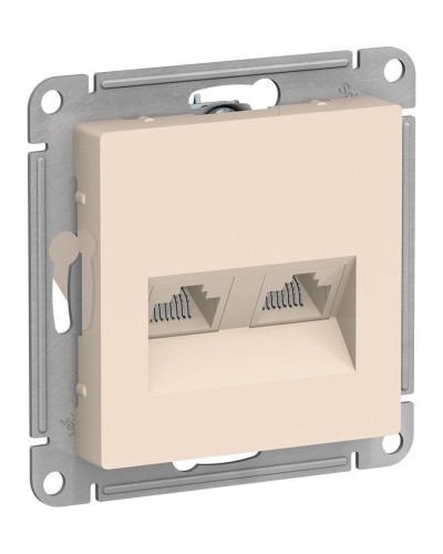 AtlasDesign розетка RJ45+RJ45, 2-местная, скрытой установки, механизм, бежевый (ATN000285). Розетка компьютерная. Systeme Electric в Смоленске