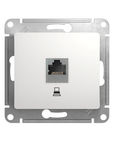 Glossa розетка RJ45 1-местная, кат. 5Е, скрытой установки, механизм, белый (GSL000181K). Розетка компьютерная. Systeme Electric в Смоленске