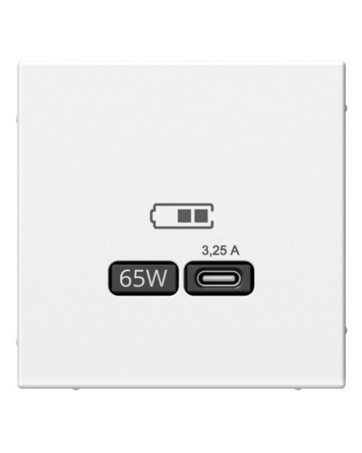 ArtGallery розетка USB тип-С 65Вт высокоскоростной заряд. QC, PD, скрытой установки, механизм, белый (GAL000127). Розетка USB. Systeme Electric в Смоленске