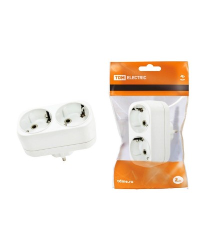 Блок на 2 гнезда 2П+З плоский 16А 250B TDM (SQ1806-0026). Розетка. TDM ЕLECTRIC в Смоленске