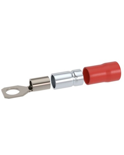 Наконечник НКИ 0,25-1,5 М6 (D6,4мм) с отверстием под винт (100 шт) (2A6P-DS-PVC). Наконечник с отверстием под винт и изолированным фланцем ПВХ, двойная гильза. ДКС в Смоленске