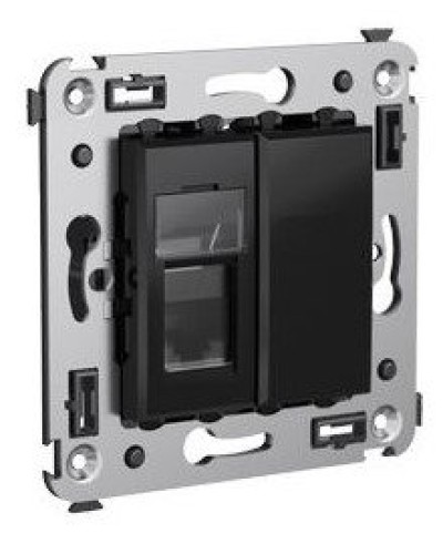 Розетка RJ-45 в стену Avanti одинарная черный квадрат (4402463). Розетка компьютерная. ДКС в Смоленске
