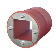 Проходка круглая, нержавеющая, D100х70 мм с проемом 60х60 мм (DXF3123): Проходка круглая, нержавеющая, с проёмом