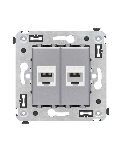 Розетка RJ-45 в стену, кат.5E, Avanti, двойная, закаленная сталь (4404664). Розетка компьютерная. ДКС в Смоленске