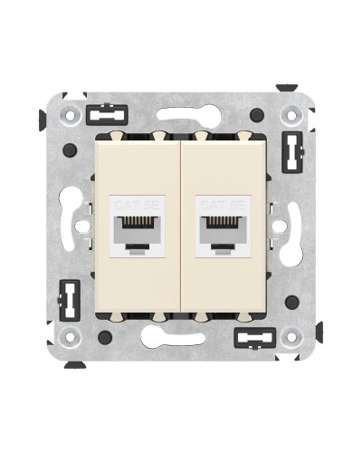Розетка RJ-45 в стену, кат.5E, Avanti, двойная, ванильная дымка (4405664). Розетка компьютерная. ДКС в Смоленске