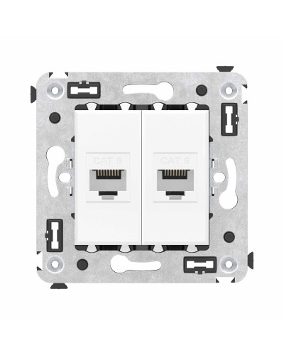 Розетка RJ-45 в стену, кат.6E, Avanti, двойная, белое облако (4400694). Розетка компьютерная. ДКС в Смоленске