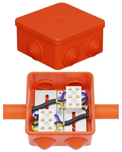 Коробка JBS080 85х85х50, 6 вых., 3P (0,15-4,0 мм²) (43101HF). Коробка монтажная, огнестойкая, без галогена. Экопласт в Смоленске