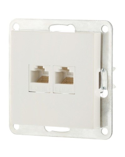Розетка 2xRJ-45 кат.5е с накладкой, белый LK80 (846204-1). Розетка компьютерная двойная. Экопласт в Смоленске
