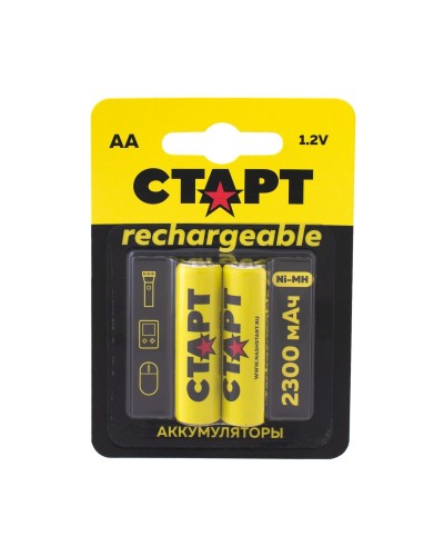 СТАРТ HR6 (AA, 2300 mah), упак. 2 шт. БЛИСТЕР. Перезаряжаемые аккумуляторы. СТАРТ в Смоленске